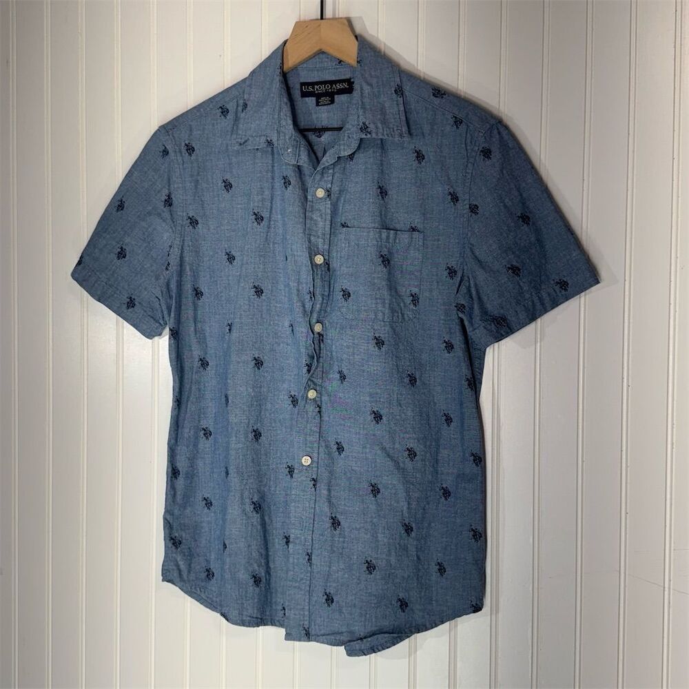 U.S. Polo Assn. Men's Blue Short Sleeve Buttondown‎ Shirt Size M
